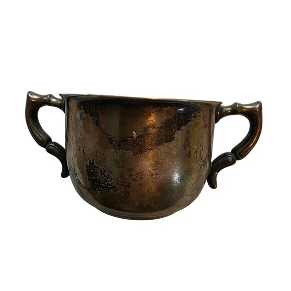 Poole Silver Co. EPNS Double-Handled Silver Cup Patina Antique Collectible Table - Picture 1 of 6